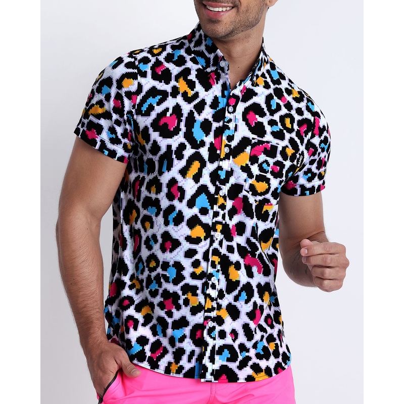 8-BIT POP LEOPARD - Stretch Shirt