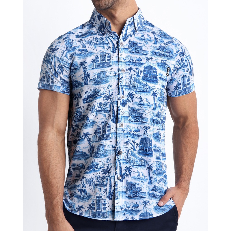 TOILE DE MIAMI (BLUE) - Stretch Shirt