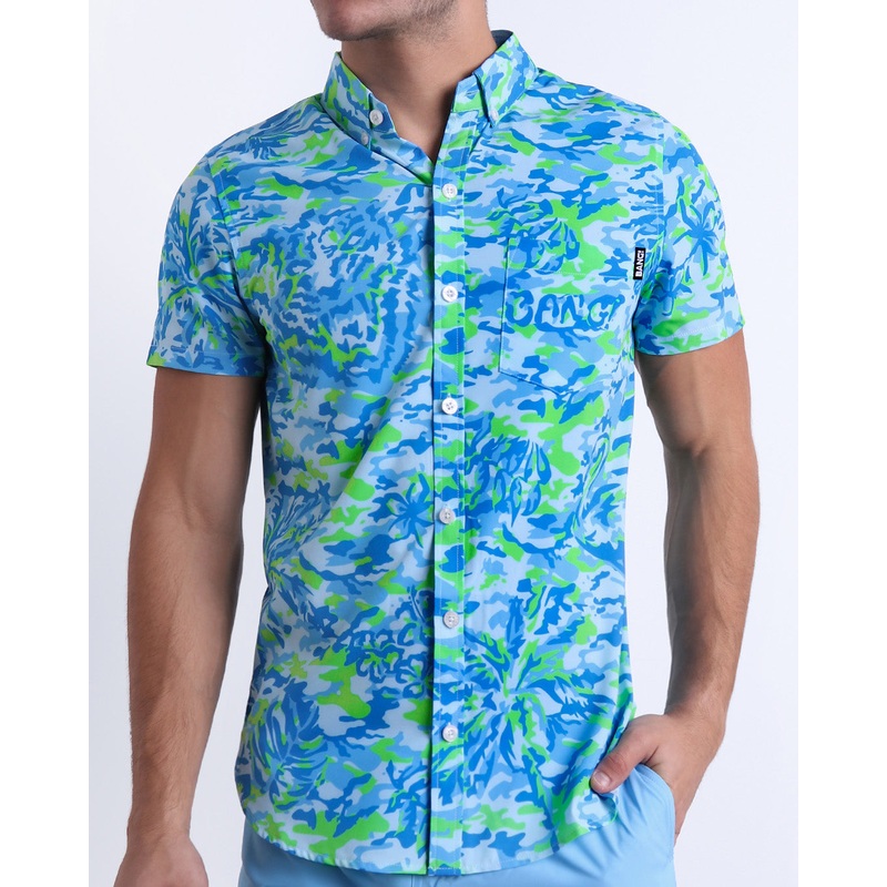 CAMO POP (BLUE/GREEN) - Stretch Shirt