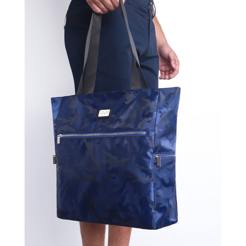 NAVY BLUE CAMO - Poolside Tote Bag Foldable/Portable | DC2