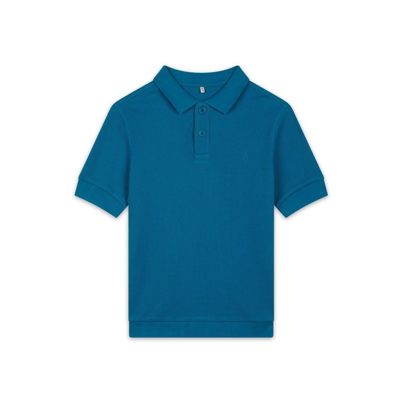 Blue polo shirt in cotton piqu