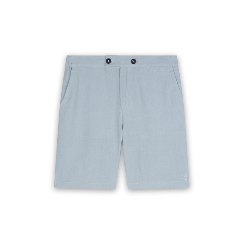 Caribbean blue linen Bermuda shorts