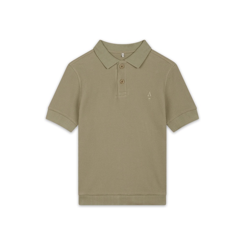 Green cotton pique polo shirt