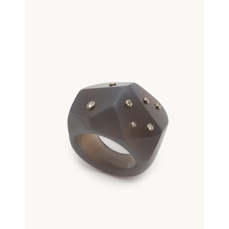bleecker & prince mini grey agate crane ring