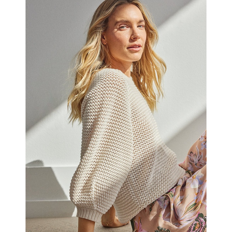 cotton puff sleeve sweater