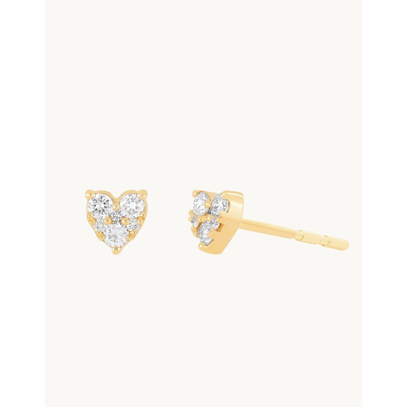 ef collection full cut diamond mini heart stud earrings