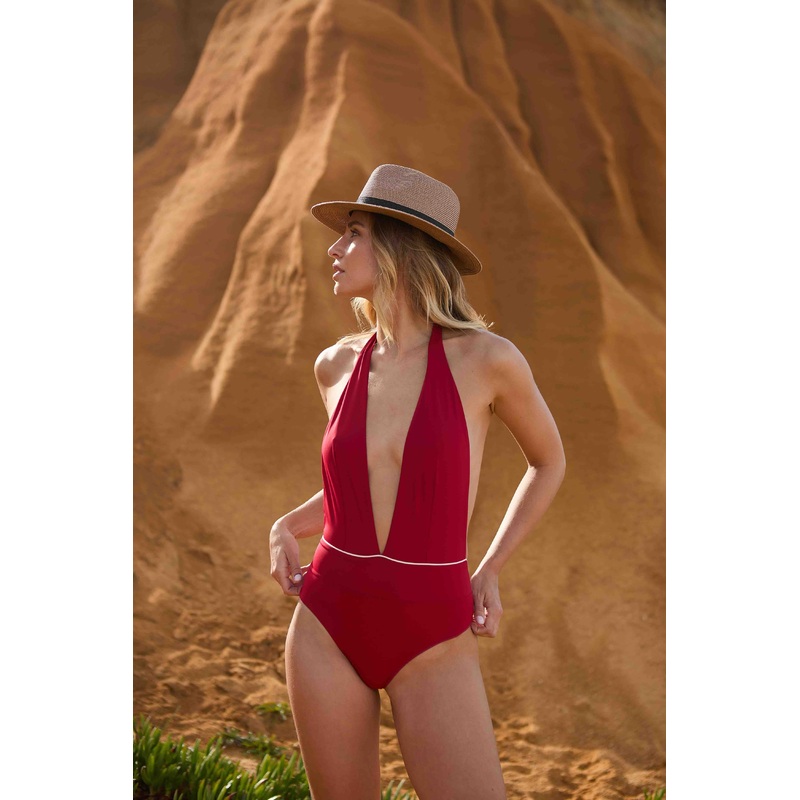 One-piece - Plain color Red L'pur