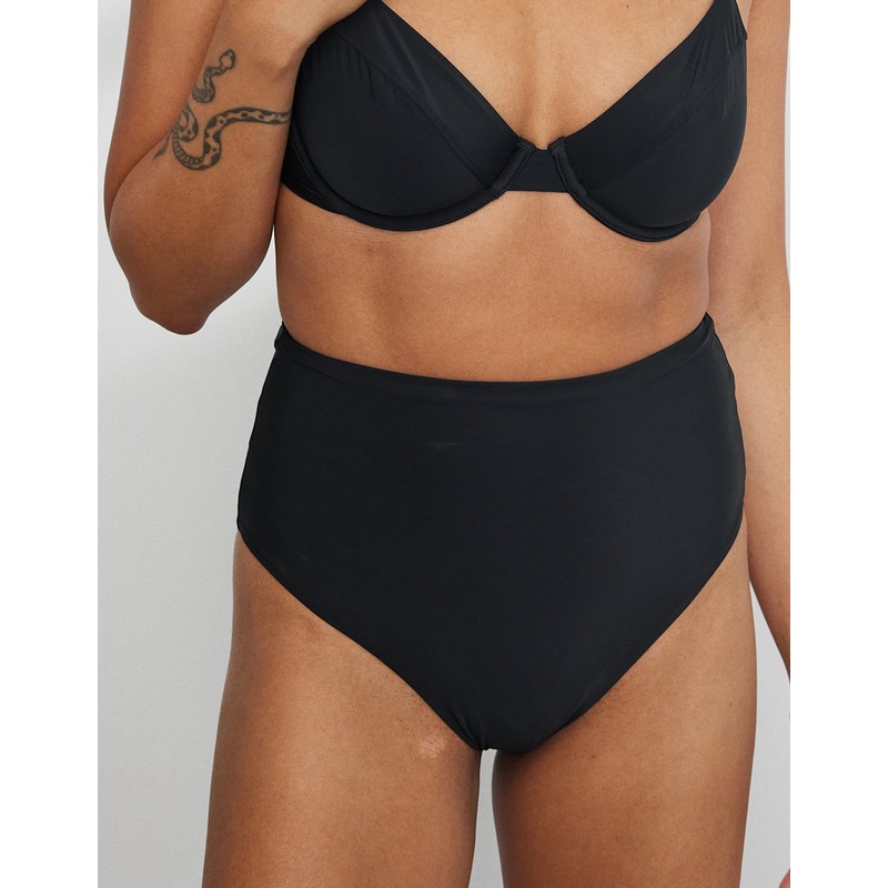 recycled nylon high waisted bikini bottom