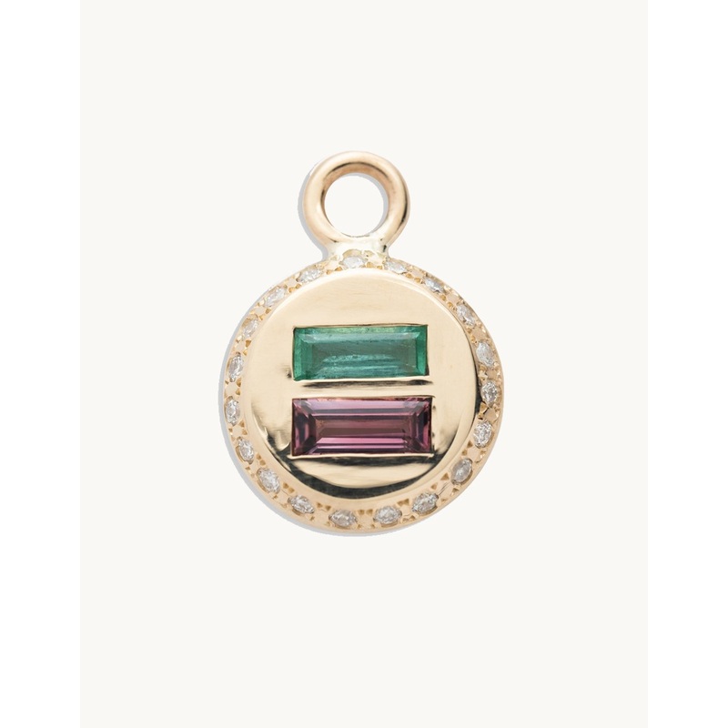 scosha equality earring charm with emerald and tourmaline