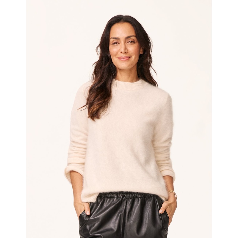 brushed cashmere crewneck sweater