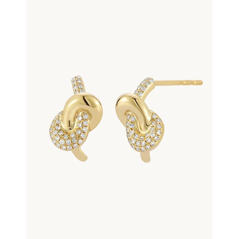 ef collection diamond and gold love knot stud earrings