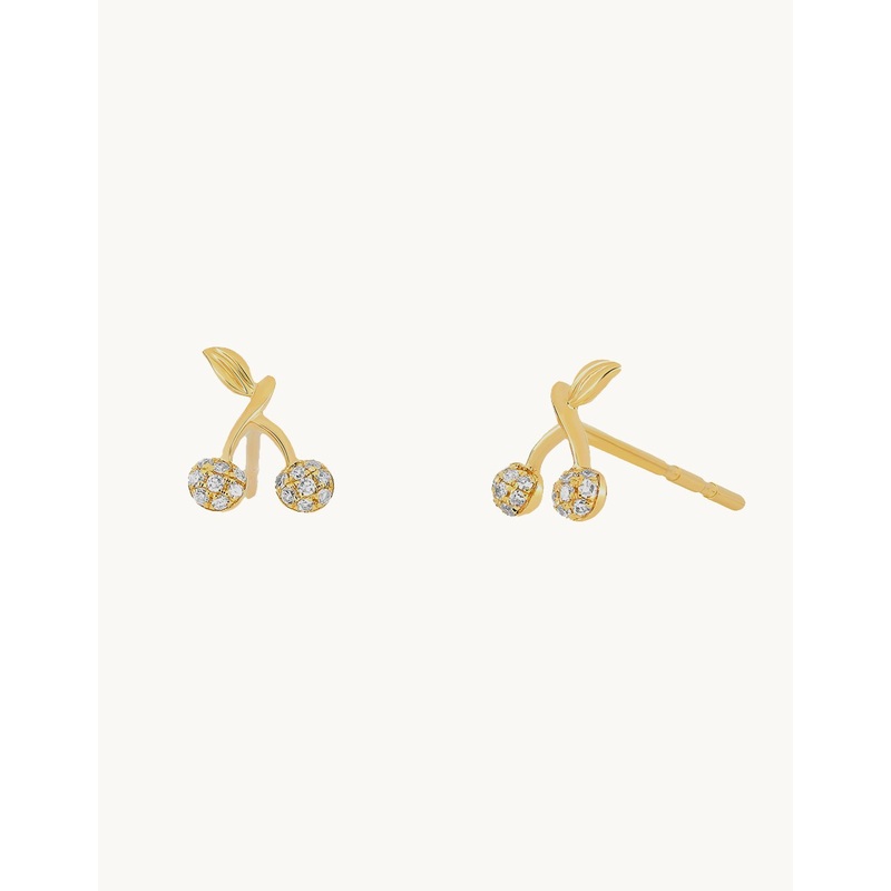 ef collection diamond mini cherry stud earrings