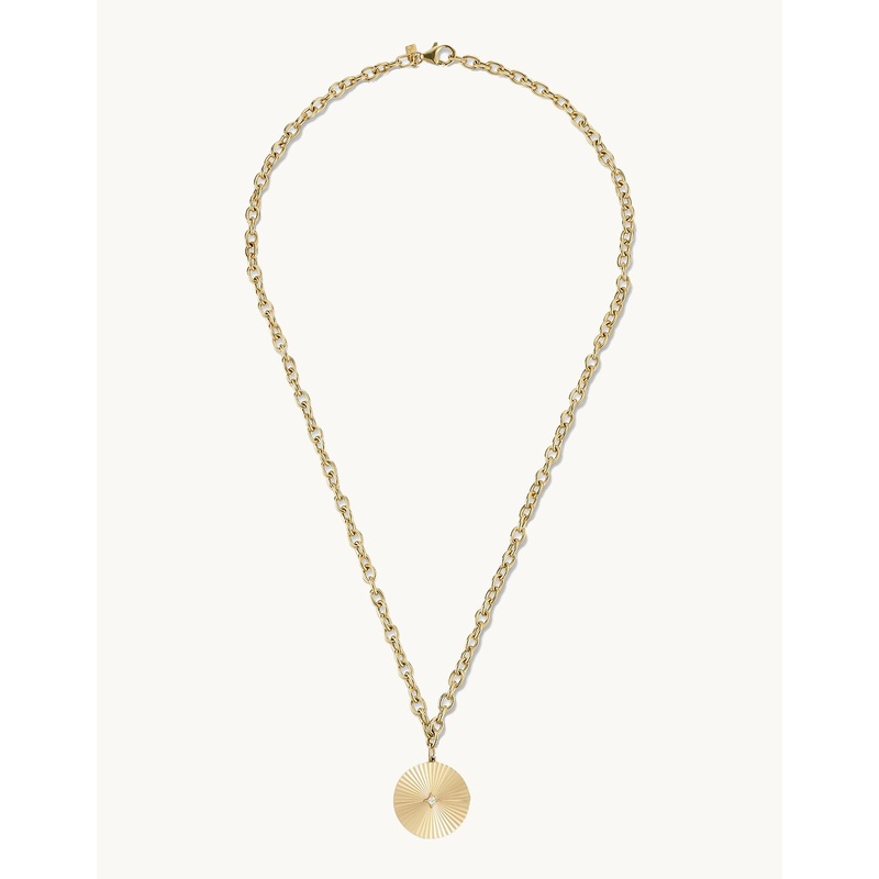 ef collection jumbo gold and diamond fluted disc chain necklace