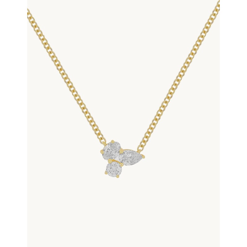 ef collection triple diamond cluster necklace