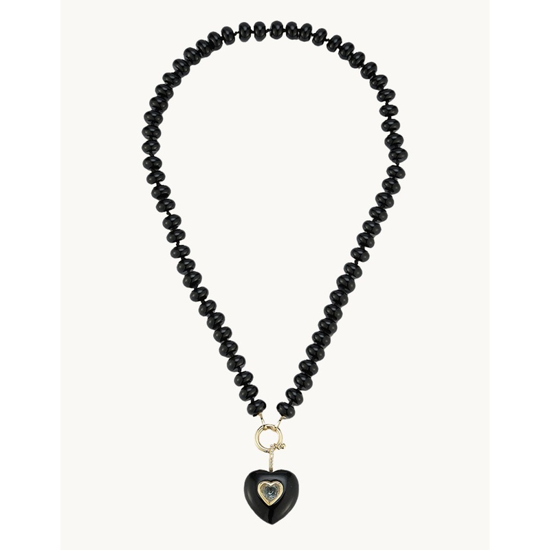 kate collins black onyx rondelle bead necklace