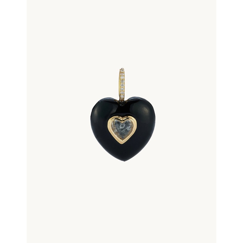 kate collins black onyx stone heart pendant