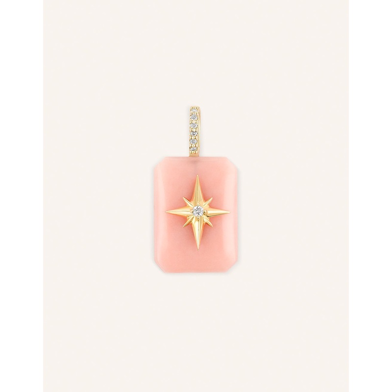 kate collins small emerald cut pink opal charm