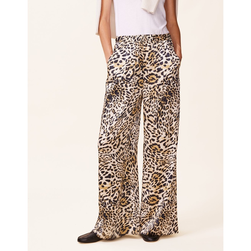 printed silk wide leg pant