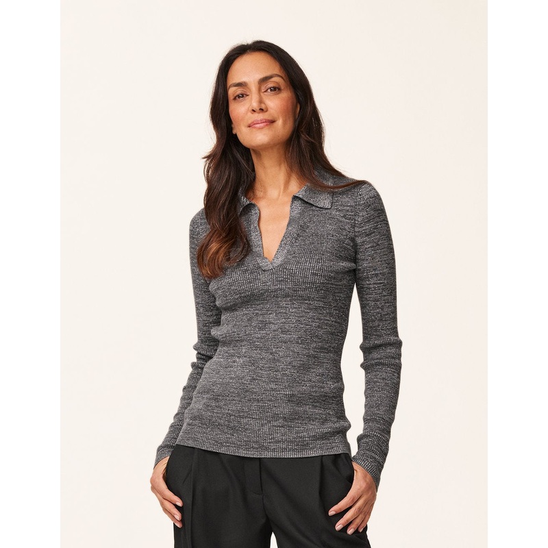 shimmer polo sweater