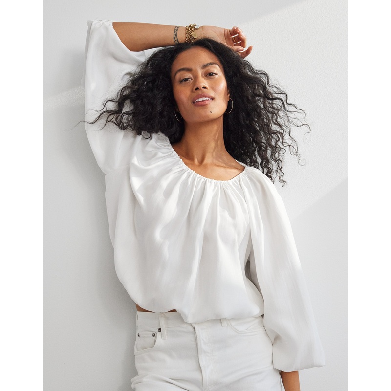 silk balloon blouse