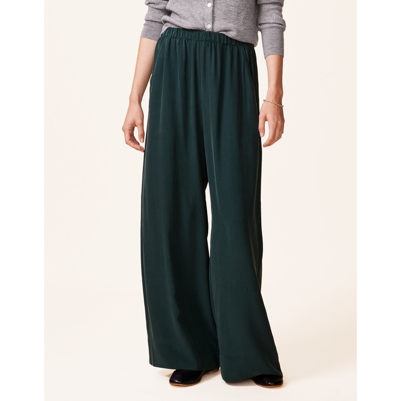 silk charmeuse wide leg pant