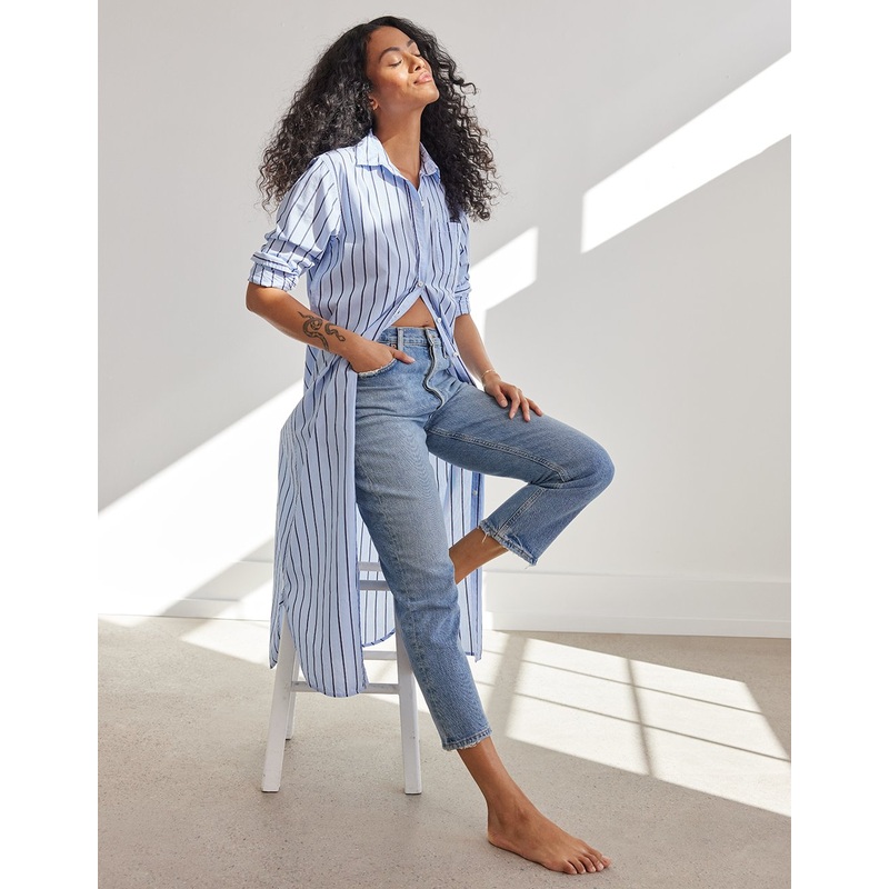 striped boyfriend shirt dress