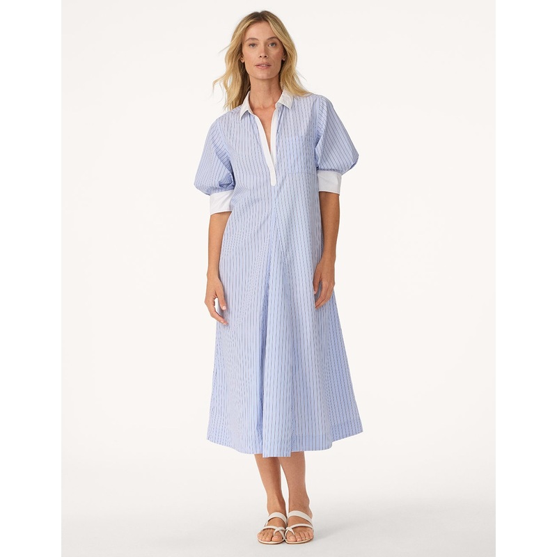 cotton poplin puff sleeve shirt dress