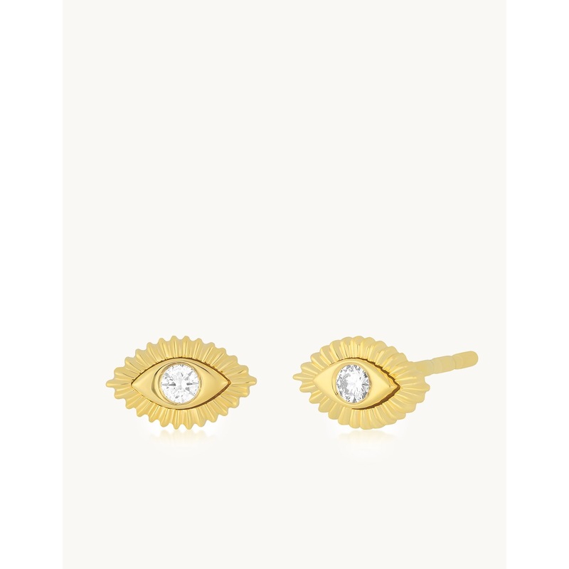 ef collection gold and diamond evil eye stud earring