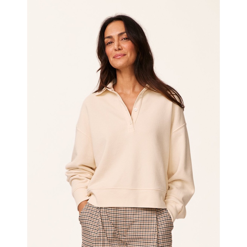 french terry polo sweatshirt