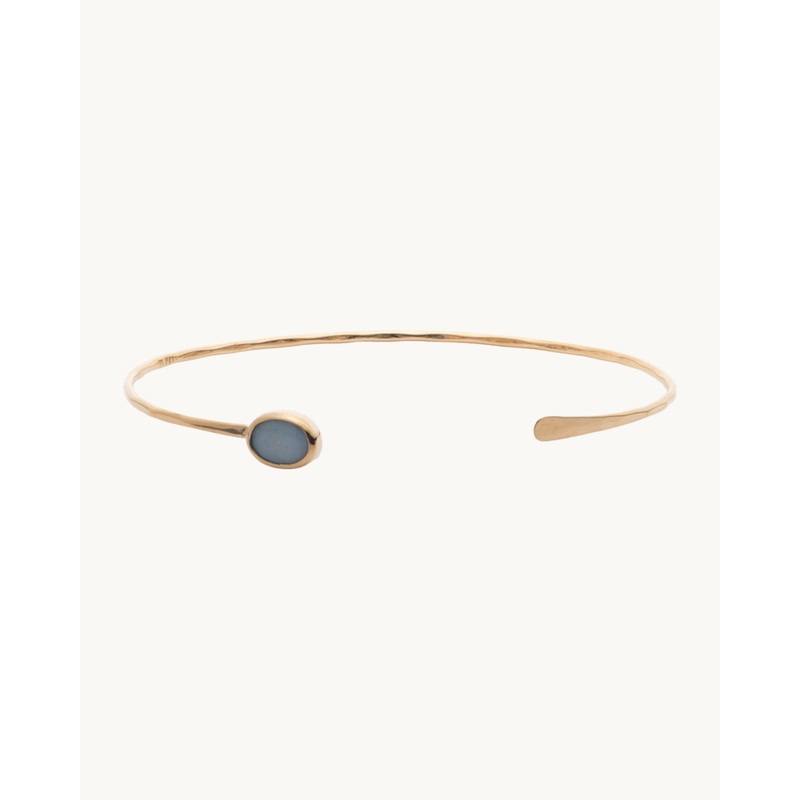 melissa joy manning 14k yellow gold oval turquoise cuff bracelet