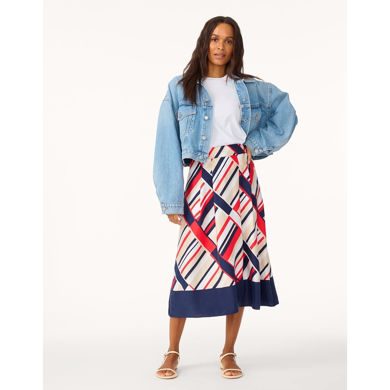 printed silk charmeuse skirt
