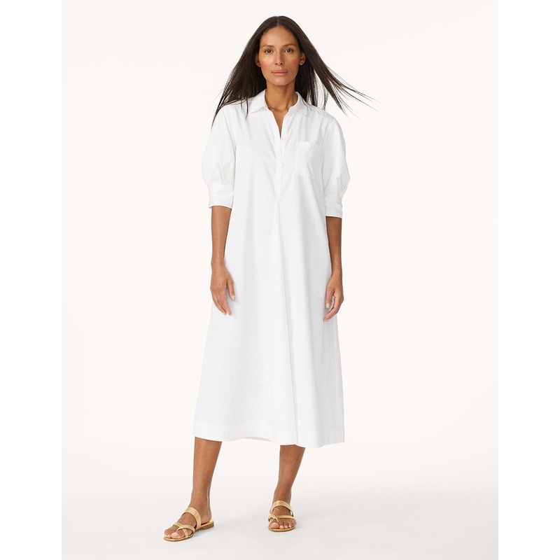 sateen puff sleeve shirt dress