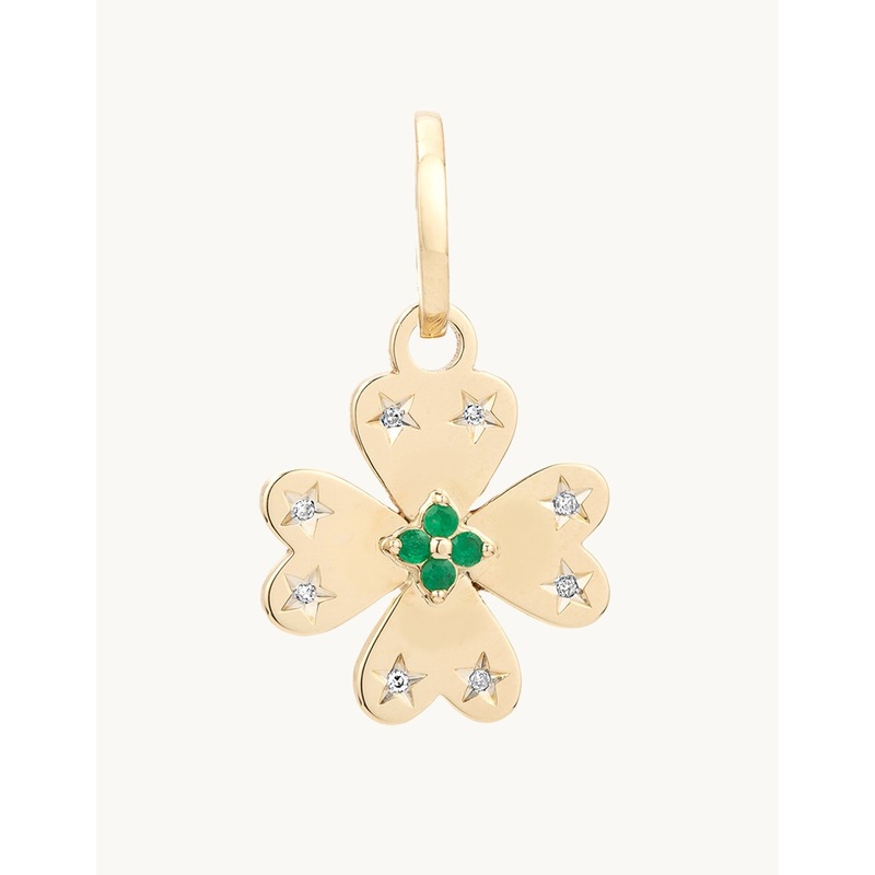adina reyter Emerald + Diamond Clover Hinged Charm