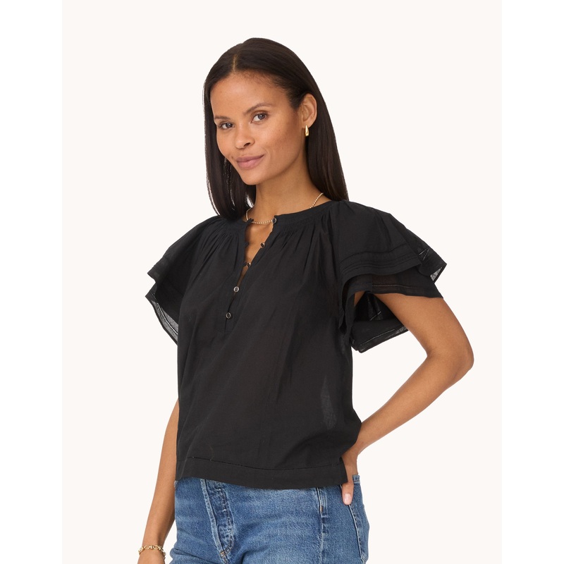 cotton voile flutter sleeve blouse