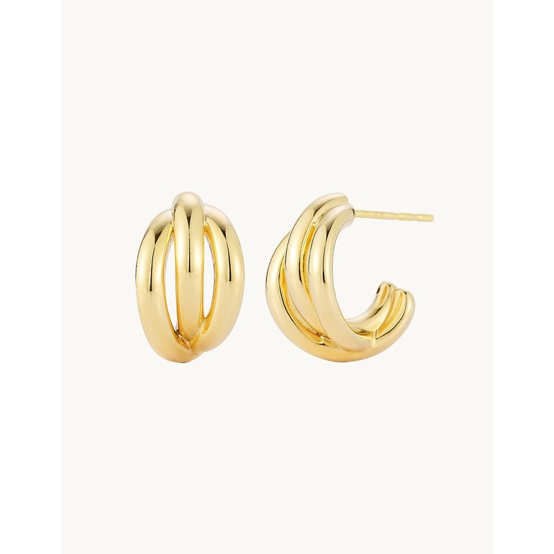 ef collection gold knot huggie earrings