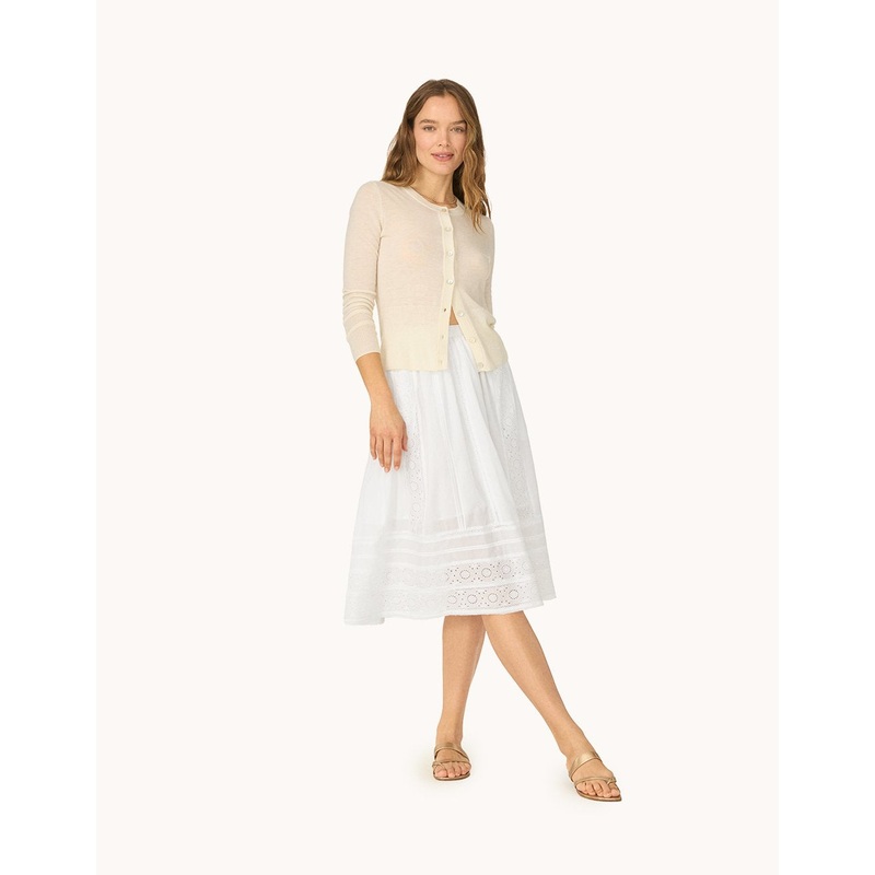 embroidered cotton voile skirt