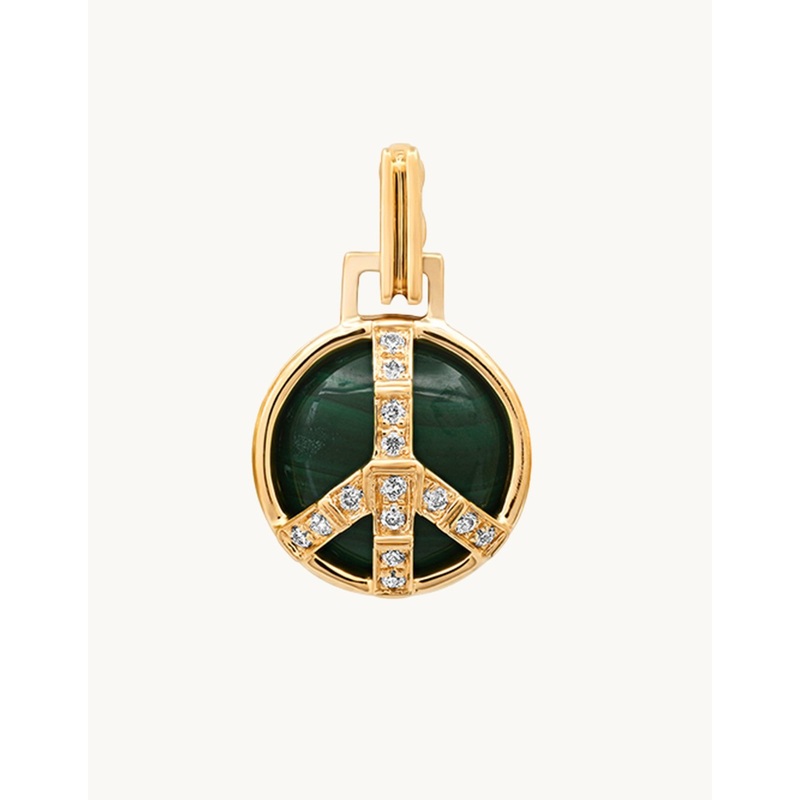 helena rose mini peace pendant in Malachite and Diamonds