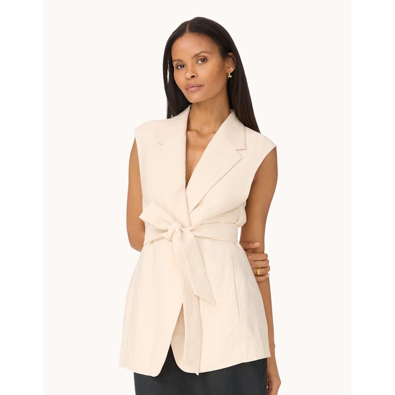 linen blend tailored vest