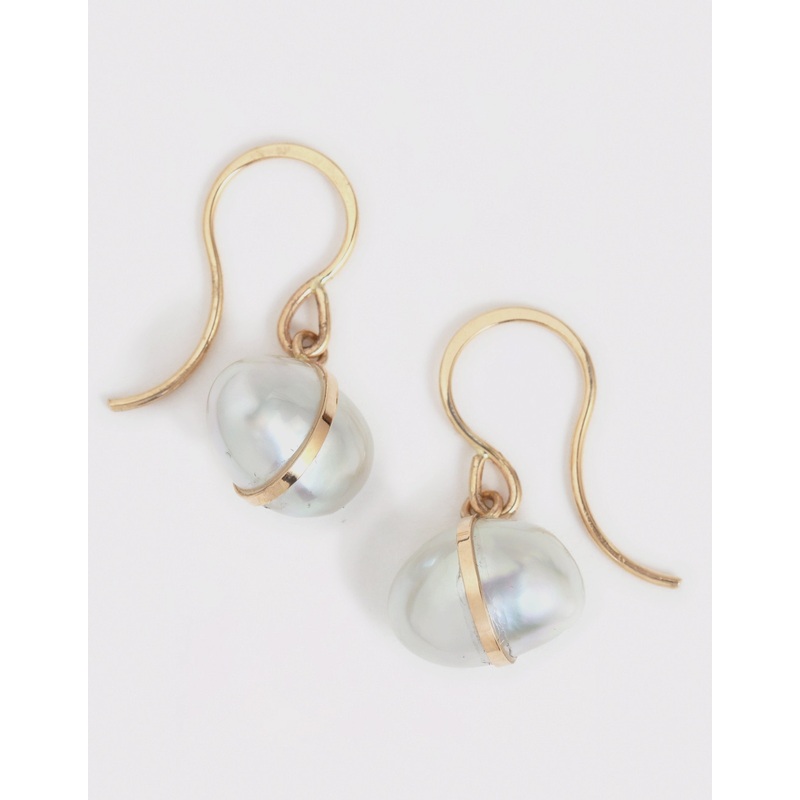 melissa joy manning limited edition bezel wrapped blue keshi south sea pearl drop earrings