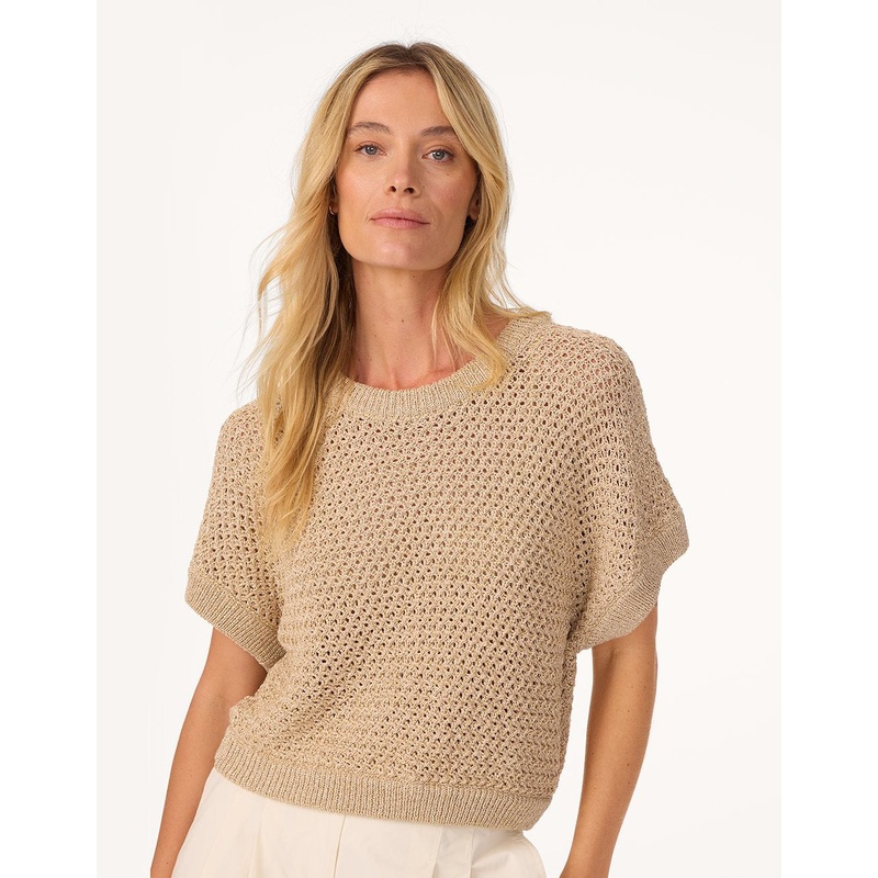 open stitch shimmer sweater