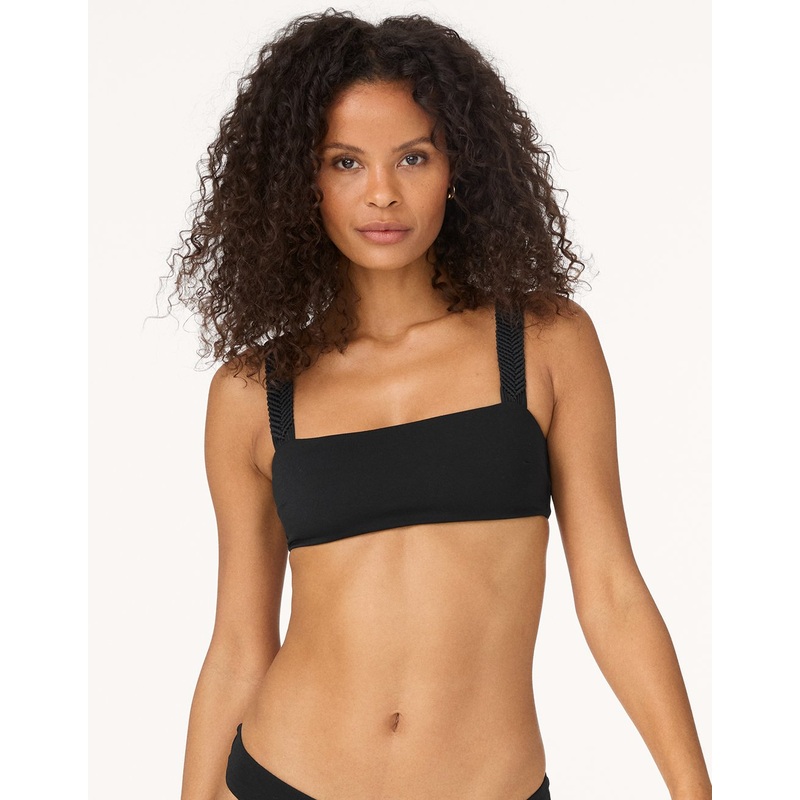 recycled crepe macrame bandeau bikini top