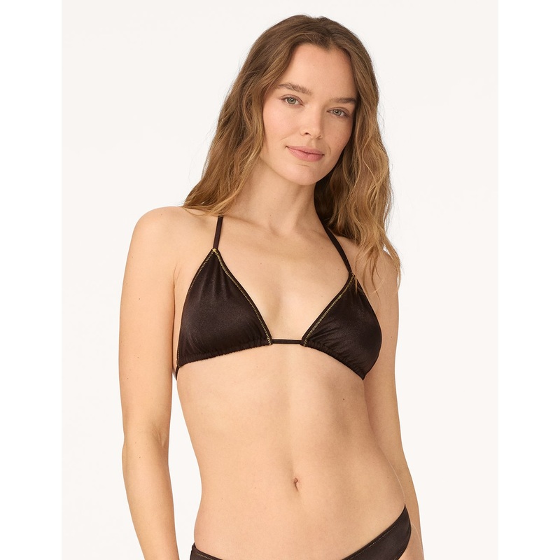 recycled nylon shimmer triangle bikini top