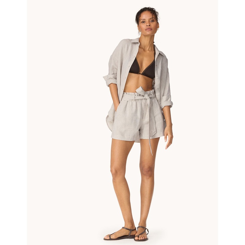 shimmer linen paperbag short
