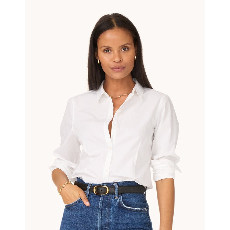 shrunken stretch poplin boyfriend shirt