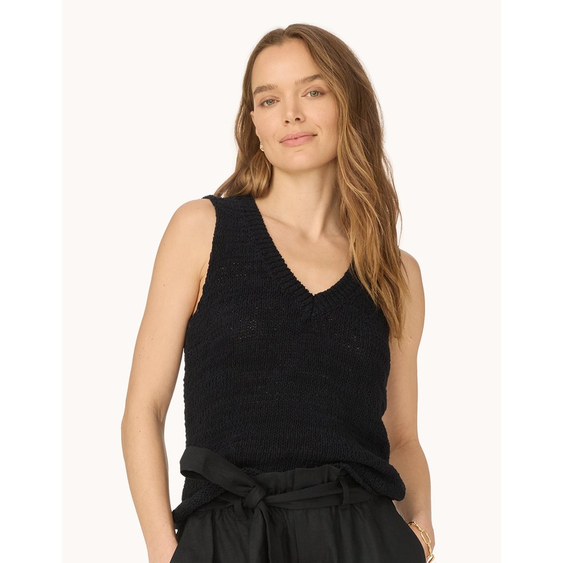 sleeveless cotton v neck sweater