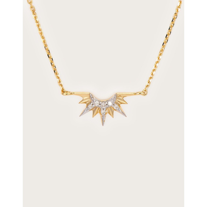 three stories Half Sunburst Love Explosion Pave Necklace