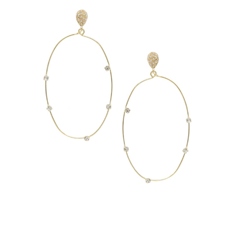 Ettika Delicate Crystal Large Oval Hoop Earrings