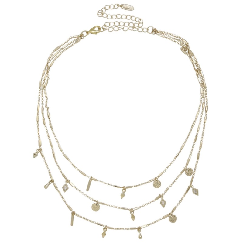 Ettika Easy Triple Layers 18k Gold Plated Mini Charm Necklace