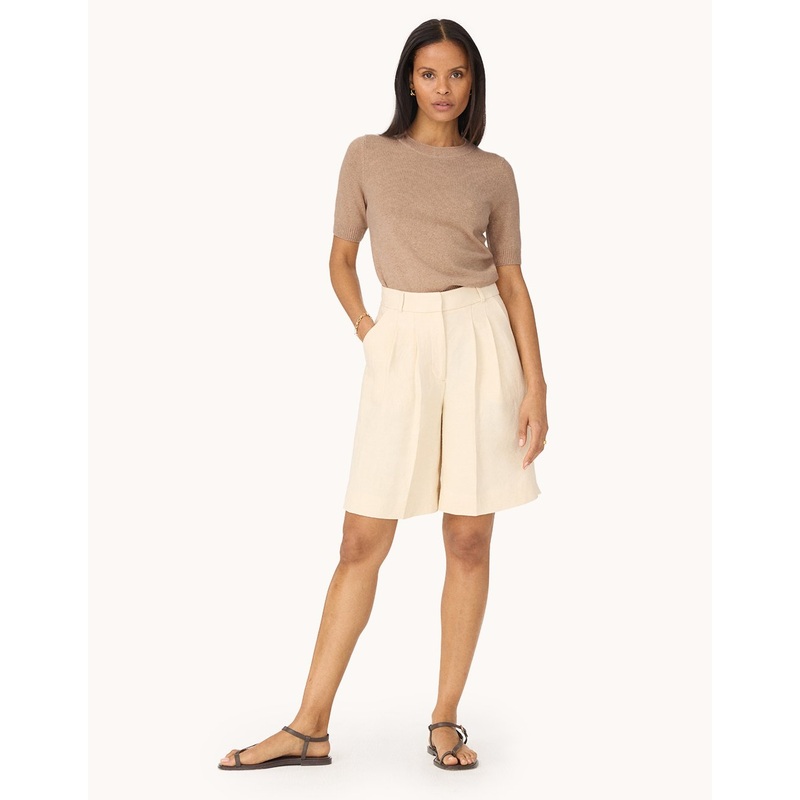 linen blend tailored short