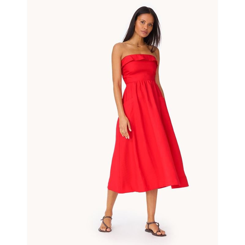 strapless linen dress